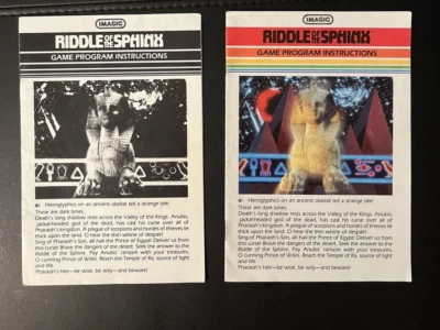 pair Riddle Of The Sphinx Imagic manuals  1982 atari color and black white - Image 1 of 4