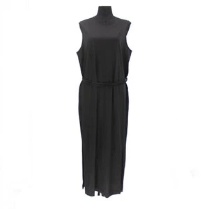Vince Tie Waist Black Cotton T-shirt Slit Midi Dress L NEW Sleeveless Crewneck - Picture 1 of 7