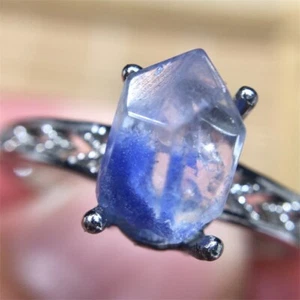 100%Natural Blue Rare Dumortierite Quartz Rutilated Adjustable Ring - Imagen 1 de 4
