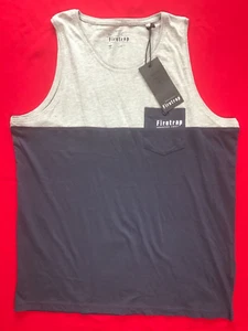 FIRETRAP F93 LDN VEST TANK SLEEVELESS T-SHIRT TOP BLUE GREY LARGE SIZE BNWT - Picture 1 of 13