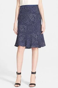Falda Isabel Diane von Furstenberg azul medianoche blanca batik DVF $348 nueva con etiquetas 0 - Imagen 1 de 12