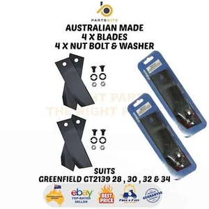 Australian Made 4 X Blade & Bolts for Greenfield Gt2139 28 , 30 , 32 , 34" Mower - Picture 1 of 3