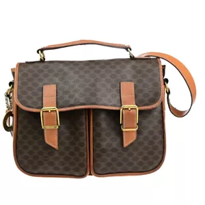 CELINE Logo Macadam Pattern Shoulder Bag Circle Charm PVC Leather BN GHW 67YF883 - Picture 1 of 24