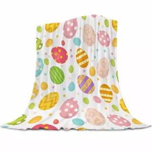 Easter Throw Blankets Egg Blanket Cute Colorful Egg Fleece Flannel Blanket fo... - Picture 1 of 8