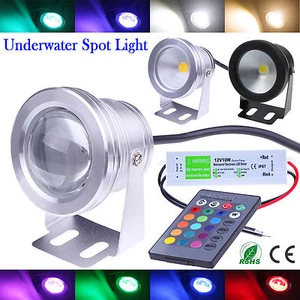 IP68 10W LED Underwater Spot Light RGB Cool Warm Garden Pond Lamp + 12V Adapter