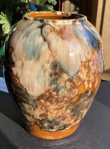 6.75" Vase Brush McCoy Brown ONYX Art Pottery C. 1925 Drip Glaze W/Pontil Marks - Picture 1 of 12