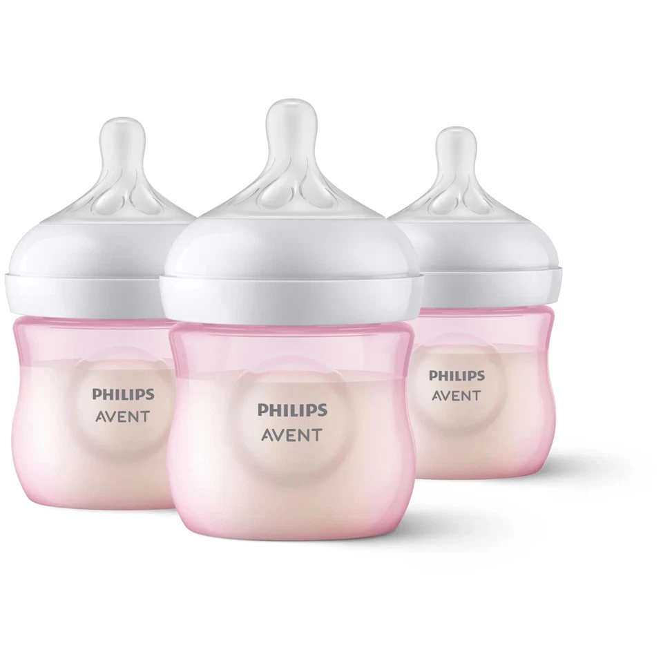 Philips Avent Natural Response Nipple, 粉红色, 4oz,3pk, S 婴儿奶瓶 — 第 1/4 张图片