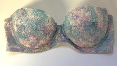 SO Lack Underwire Lace Strapless Bra - Size 34B - Blue,Pink,White - Image 1 of 4