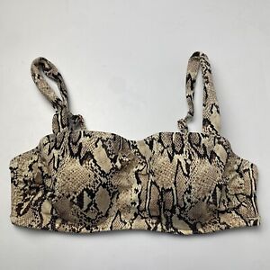 Shade & Shore Snake Print Padded Push Up Swim Bikini Top Underwire Size 34B