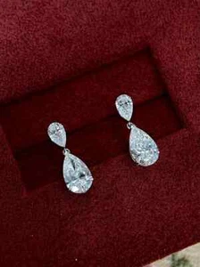2.6Ct IGI CERTIFIED EFVS Pear Cut Lab Grown Diamond Stud Earrings 14k White Gold - Picture 1 of 11