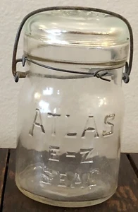 Vintage Atlas E-Z Seal Lightning Pint Jar With Wire Very Nice! - Picture 1 of 5