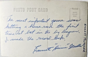 Foto postal firmada por Emmett Heinie Mueller histórica primera AB HR Filis - Imagen 1 de 2