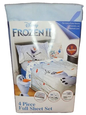迪士尼冰雪奇缘 II Olafs Journey 4 件套超细纤维床单套装尺寸全新 — 第 1/4 张图片