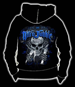 BN NHRA IHRA NITRO JUNKIE THE CANNONBALL RUN SKULL EMO PUNK HOODIE JUMPER XL 2XL - Bild 1 von 3