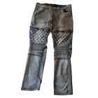 ROK Handcrafted Jeans Men's 38 x32 Moto Zipper Ribbed Acid Wash Distress Stretch