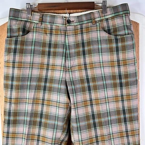 Malo Pants Mens 38x32 Plaid Wool Chino Slacks Italy Size 56 Flat Front Wealthy - Picture 1 of 14