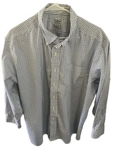 ll bean shirt men 17-33 White Blue Gingham Long Sleeve Preppy Career Academia - Picture 1 of 5