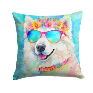 Samoyed Hippie Dawg Fabric Decorative Pillow DAC2548PW1818 - Picture 1 of 4