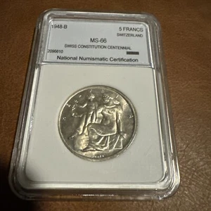 1948 B Switzerland 5 Francs Silver Coin Constitution Centennial - Picture 1 of 2