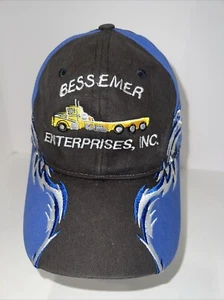 Cappello Berretto Bessemer Enterprises Blu Reale Nero Bianco con Camion Giallo Ricamato - Foto 1 di 8