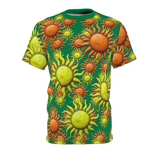 Unisex Cut & Sew Tee (AOP) : Orange Viking suns - Picture 1 of 5