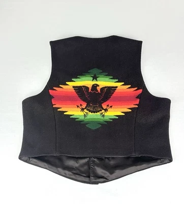 Pendleton High Grade Western Wear Eagle Wool Vest Lined Black Size XL Excellent - Image 1 of 4