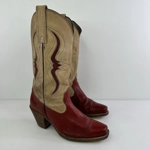 Vintage Frye Bench Crafted Clam Burg Stiefel Red Lizard hellbraunes Leder Damen US 6,5 - Bild 1 von 10