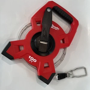 Milwaukee 48-22-5301 100 ft Open Reel Long Tape Measure 1/2 in Nylon Steel Exc+ - Picture 1 of 6