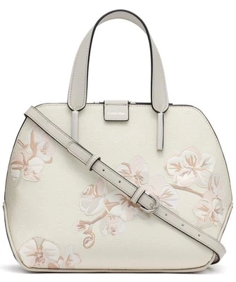 Cartera de triple compartimento Calvin Klein Audrey, relieve floral crema, talla única Foto 1 de 2