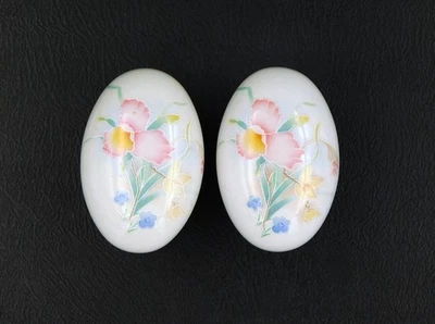 ▨6X6mm,Lot de 2 anciennes Poignées,boutons de porte en porcelaine,déco florale - Photo 1/4