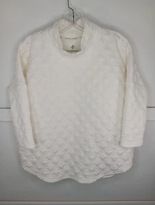 Tuckernuck T☆Nuck Sport Quilted Pullover M/L Ivory Funnel Neck 3/4 Sleeves EUC - Picture 1 of 7
