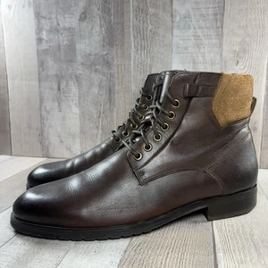 Stivaletti Zanzara Kenz uomo taglia 10 moda pelle stringati zip marrone scuro - Foto 1 di 18