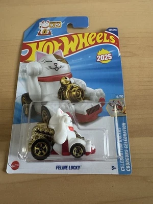 Hot Wheels 2025 234/250 Feline Lucky Cat Maneki Neko Celebration Racers 9/10 S50 Foto 1 de 2