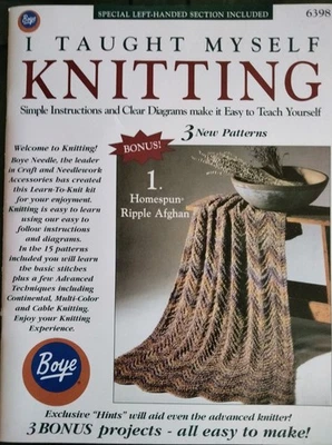 Boye I Taught Myself Knitting Instructions Patterns Book For Beginners #6398  - Image 1 of 2
