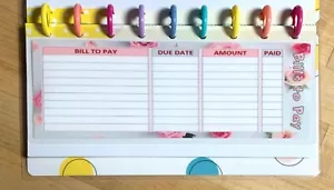 Inserto de tablero de facturas para pagar para usar con Skinny Classic Happy Planner ~ - Imagen 1 de 4