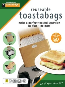 Toasterbeutel 2er Pack Toastie Sandwich Toastbeutel Taschen kein Aufhebens oder Chaos wiederverwendbar - Bild 1 von 1