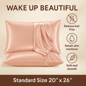 Satin Pillowcases 2 Pack Standard 20x26 for Hair and Skin Soft Cooling Coral - Picture 1 of 9