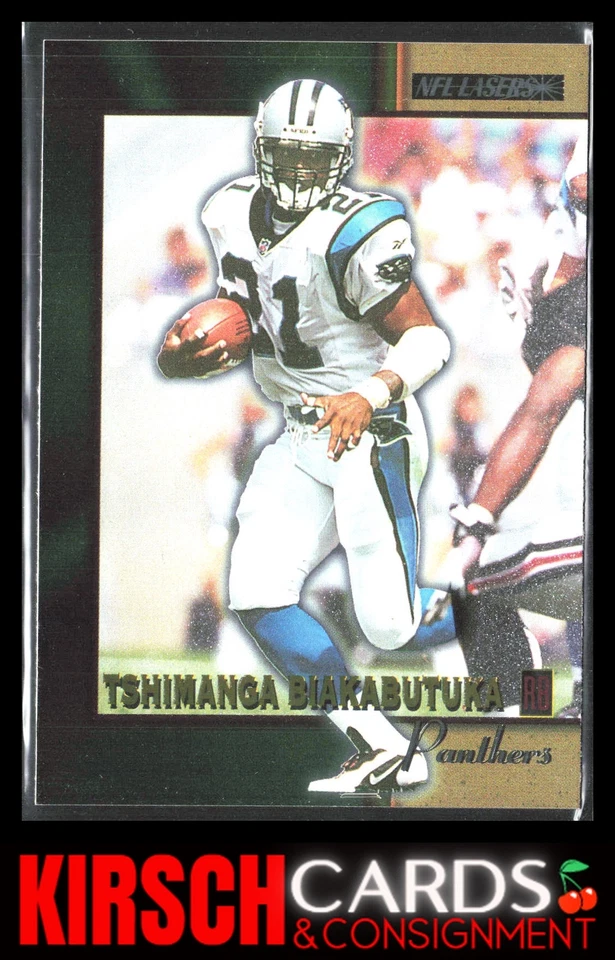 Tshimanga Biakabutuka 1996 Score Board NFL Lasers #77 Carolina Panthers - Image 1 of 2