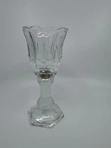 Homco Home Interiors Clear Glass 2pc Clear Glass Crystal Candle Votive Holder 7" - Picture 1 of 5