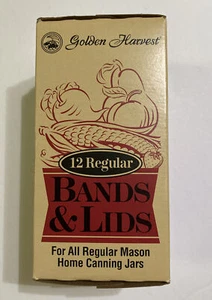 Golden Harvest Regular Mouth Canning Jar Lids & Bands | 12 Lids & 12 Bands  - Picture 1 of 4