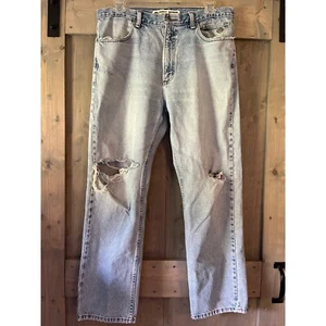 Distressed Harley Davidson Traditional Jeans Herren 38x32 Straight Leg Blau Löcher - Bild 1 von 14