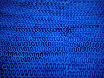 Batik Fabric 2/3+ Yard Medium Blue & Navy on Blue Premium Cotton #26 - Image 1 of 2