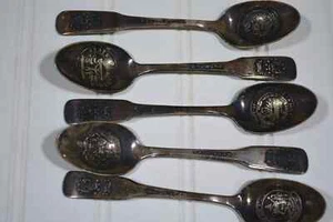 5- Cucharas Estatales Bicentenario Internacional IS PGA, DE, MD, NH, PA, 6", 1776-1976 - Imagen 1 de 3