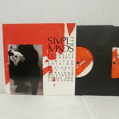SIMPLE MINDS Sanctify Yourself + 3 2 x 7" VINYL UK Import Virgin w Live Tracks - Image 1 of 3