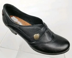 Cobb Hill Adrianna Womens Heeled Loafers Black Leather Slip on Sz 7 N - Picture 1 of 10
