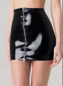 Fetish Female Zip Latex Mini Skirt size Large - Picture 1 of 4