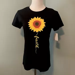 Women’s Sunflower/Faith Black T-Shirt 100% Cotton Gildan Ladies Sizing Size M - Picture 1 of 6