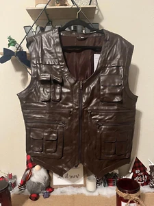 Brown Faux Leather Vest NWT M - Picture 1 of 6