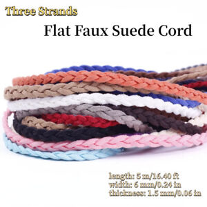 5m/lot Korean Flat Faux Suede Leather Cord Velvet Triple Knitting String 6mm