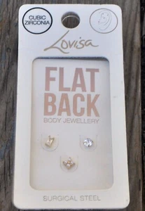 Lovisa 6mm Earring - Flat Back Body Jewelry - Surgical Steel - Cubic Zirconia - Picture 1 of 10